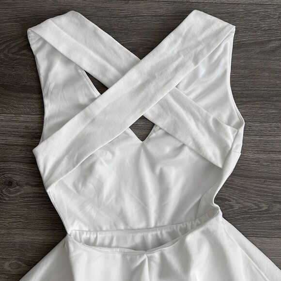 Lulus Going Steady Backless Skater Mini Dress XS White Fit & Flare Bridal Party - Picture 10 of 11